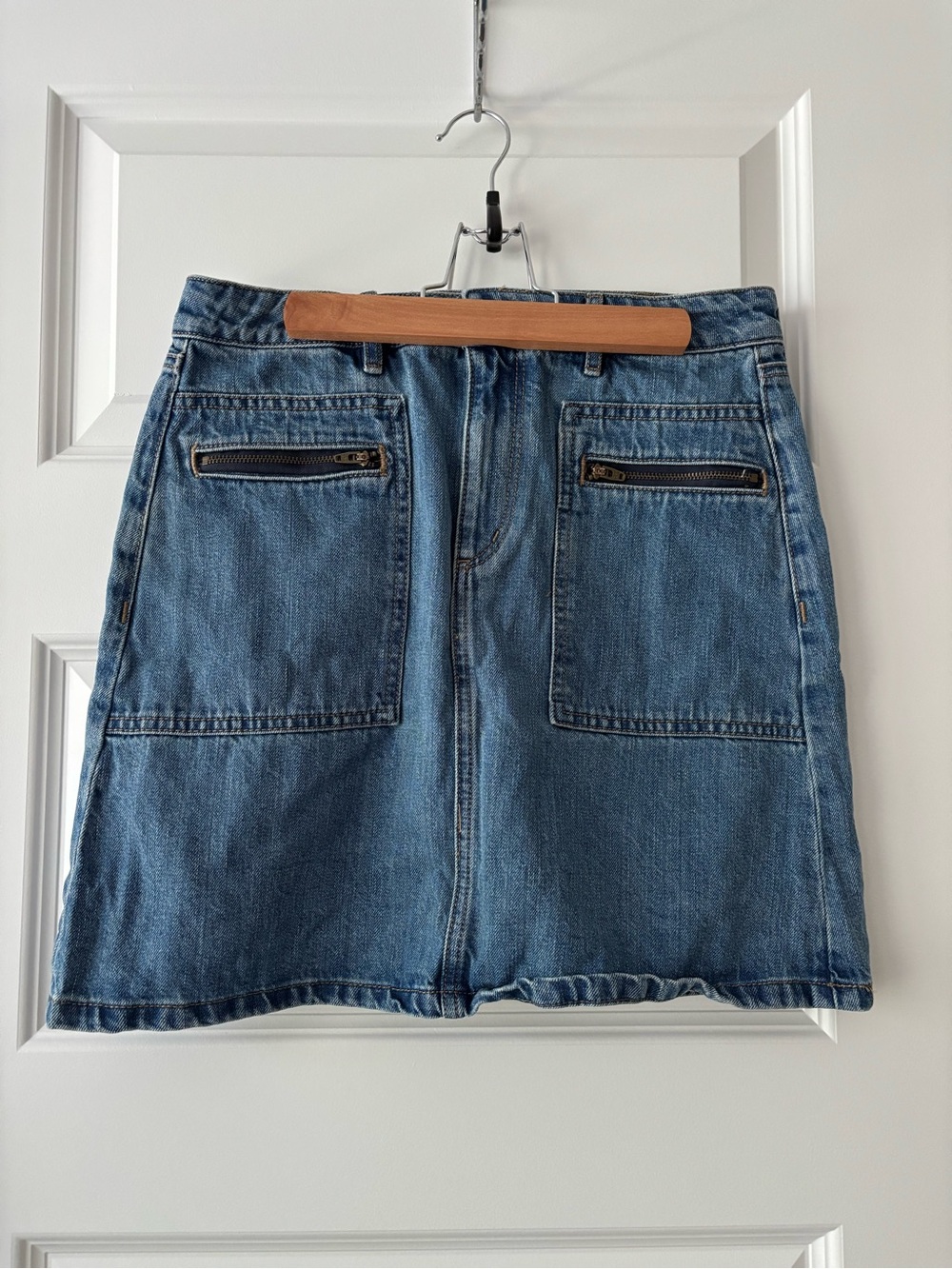 LOFT Blue Denim Pocket Mini Skirt 2